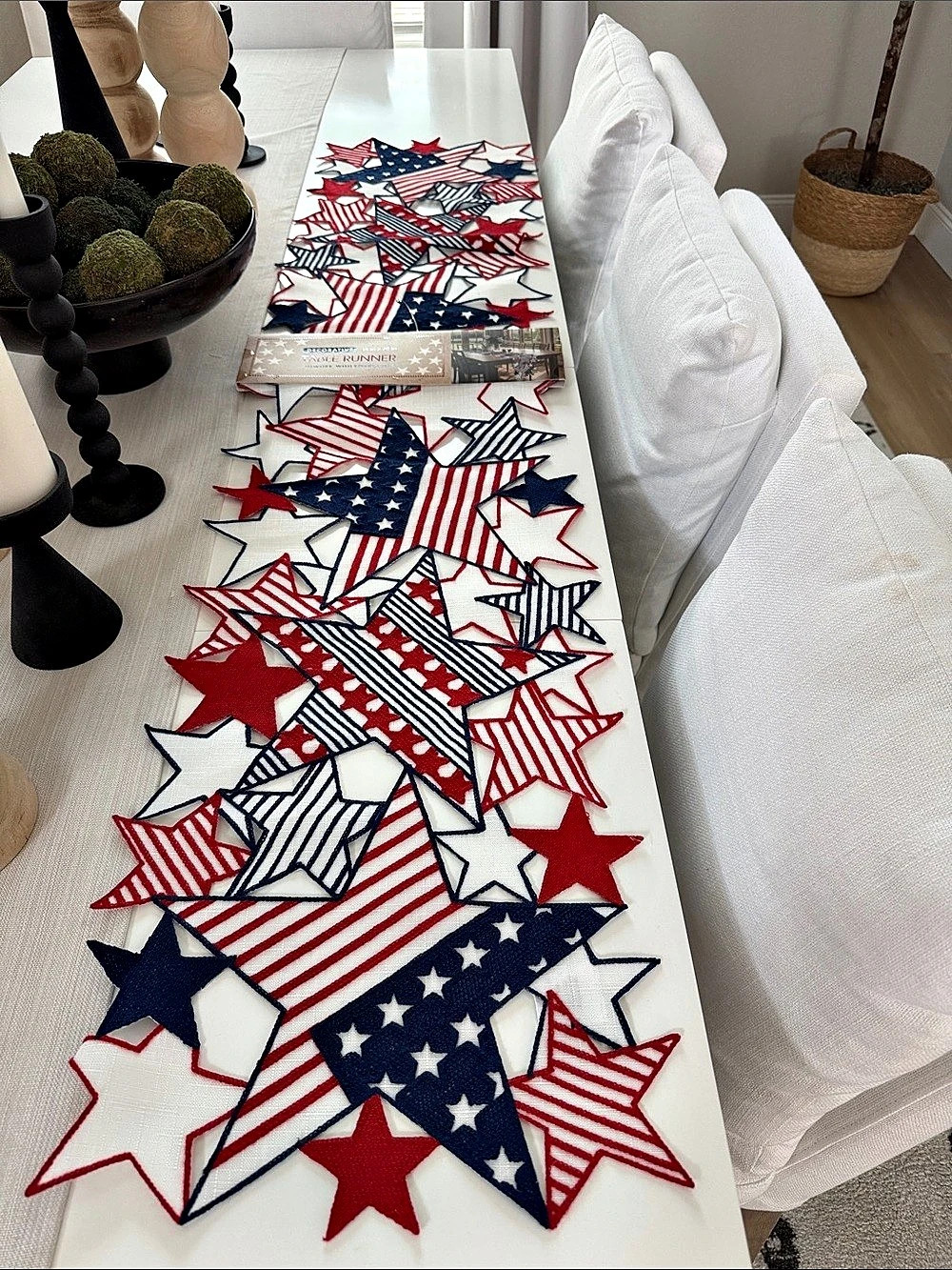 NWT Americana Stars Table Runner Red & Blue 14 x 70 in
